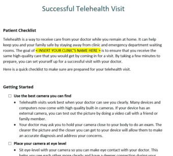 Patient Instructions for a Successful Telehealth Visit